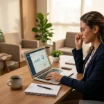Psicóloga analisa gráficos no notebook avaliando as vantagens de abrir um cnpj para psicologo autonomo com a Vidare.