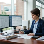 Gestor financeiro analisando dados contábeis para entrega correta da declaração DMED sem multas.